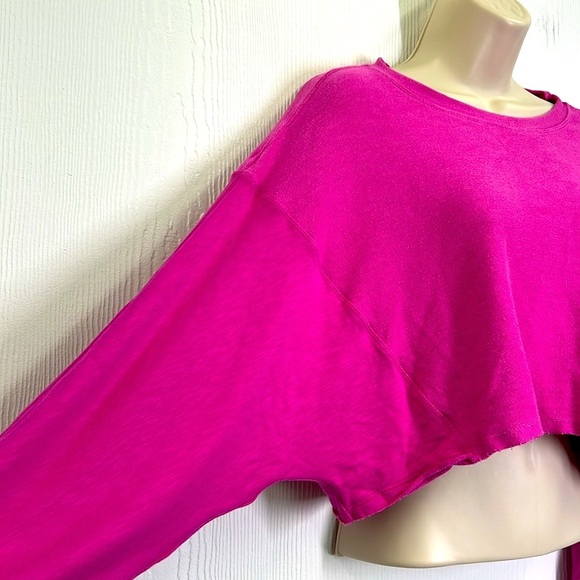 Free People - Movement Surfside Living Magenta Pink Cropped Overside Top Size XS - Picture 6 of 15